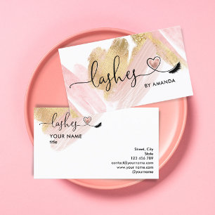Makeup Artist Eyes Lashes Blush Pink Glitter Busi Business Card