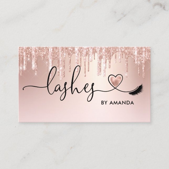 Makeup Artist  Eyes Lashes Blush Pink Glitter Busi Business Card (Front)