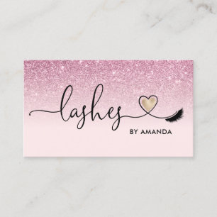 Makeup Artist Eyes Lashes Blush Pink Glitter Busi Business Card