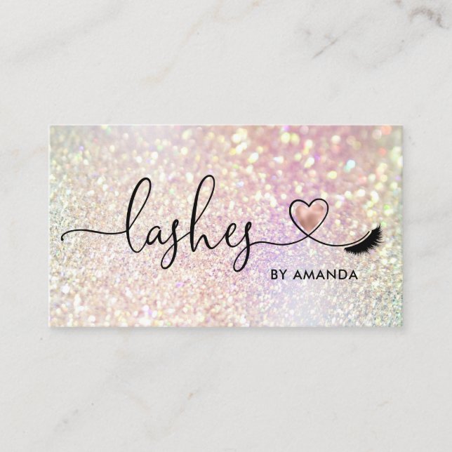 Makeup Artist  Eyes Lashes Blush Pink Glitter Business Card (Front)