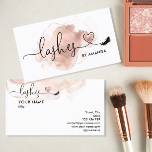 Makeup Artist Eyes Lashes Blush Pink Watercolor B Business Card