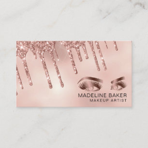 Makeup Artist Eyes Lashes Dripping Rose Gold Business Card