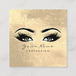 Makeup Artist Eyes Lashes Extension Gold Square Business Card