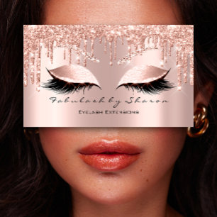 Makeup Artist Eyes Lashes Glitter Drips Rose Blush Business Card