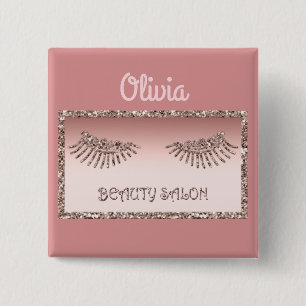 Makeup Artist Eyes Lashes Glitter Drips Spark Beau 15 Cm Square Badge