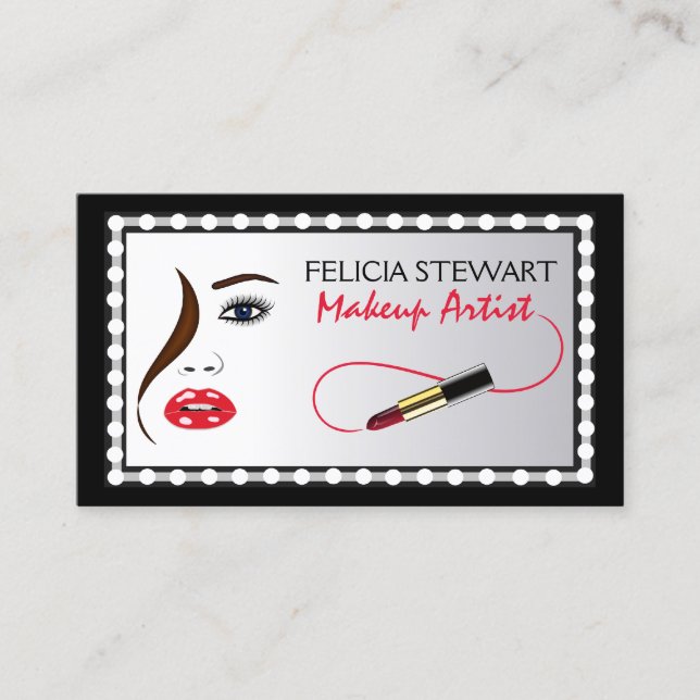 Makeup Artist Face in the Mirror Cosmetologist Business Card (Front)