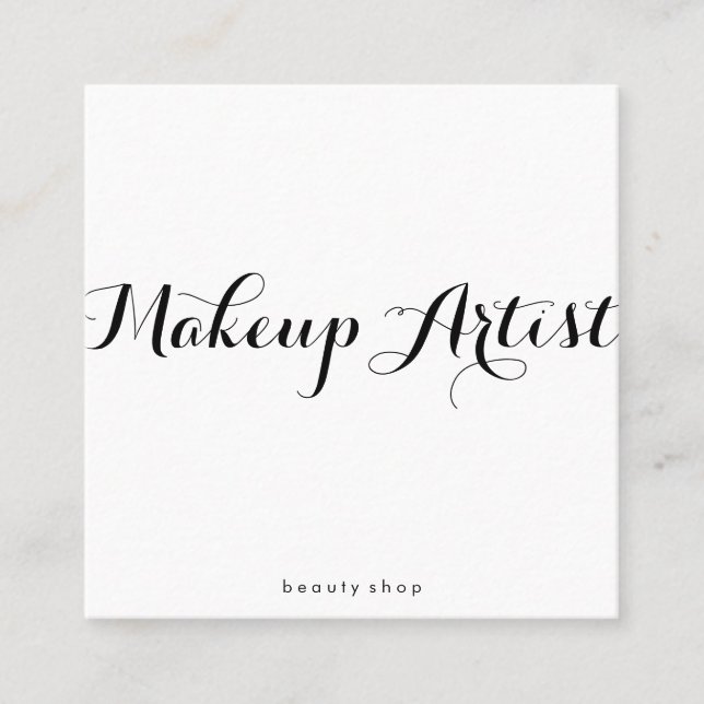 Makeup Artist Fancy Font Minimalist Square Business Card (Front)