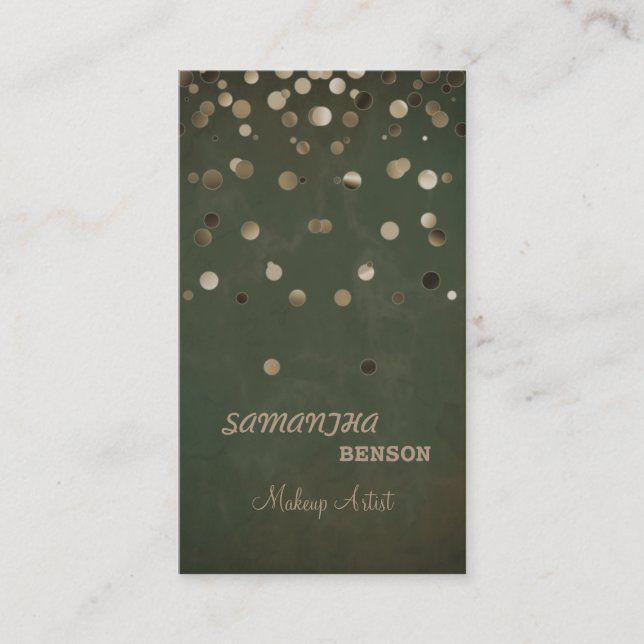 Makeup Artist Fashion Glow Glitter Sparkle Gold Business Card (Front)