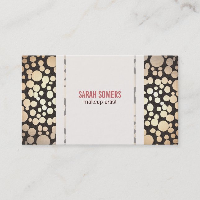Makeup Artist Faux Gold Leaf Circle Pattern Business Card (Front)