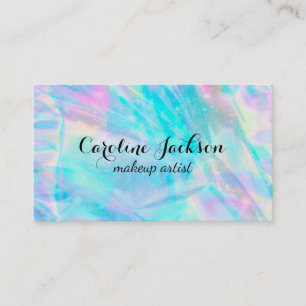 makeup artist faux holographic business card