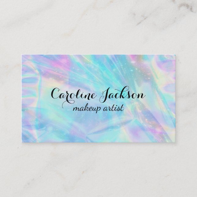 makeup artist faux holographic business card (Front)