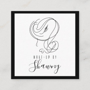 Makeup Artist Feminine Line Art Woman Hand Drawn Square Business Card