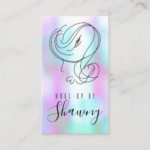 Makeup Artist Feminine Line Art Woman Hologram Business Card