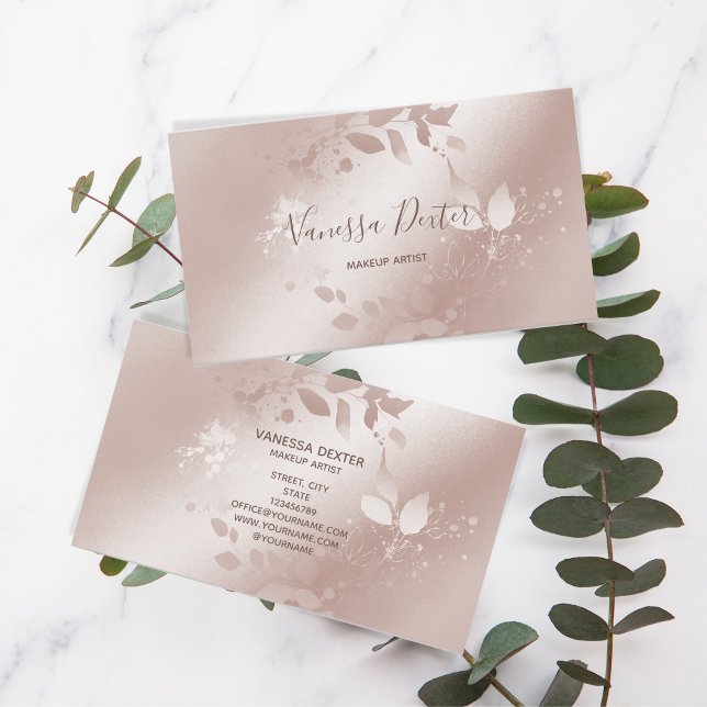 Makeup Artist Floral Lash Event Planner Rose Gold Business Card (Creator Uploaded)