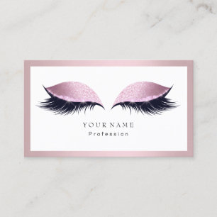 Makeup Artist Frame Glitter Eye Lashes Pink Business Card