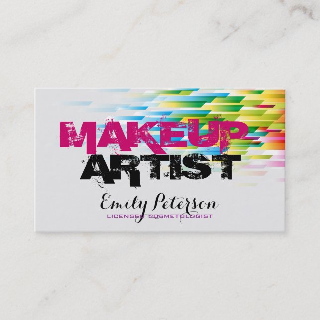 Makeup Artist Geometric Shapes Colour Burst Busine Business Card (Front)