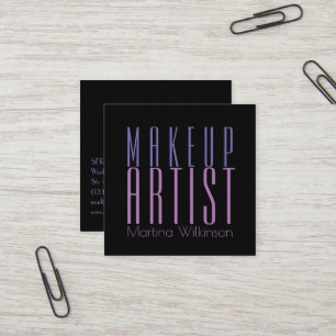 Makeup artist giant text letters cover square business card