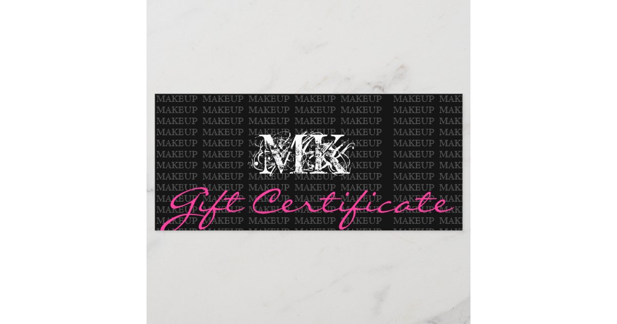 Makeup Artist Gift Certificate Pink Zazzle.co.uk