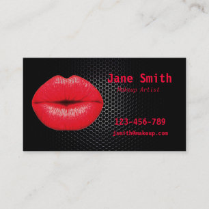 Makeup artist glamourous punk 80s red and black business card