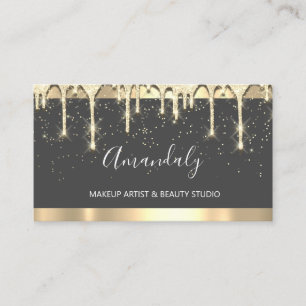 Makeup Artist Glitter  3dEffect Drips Grey Confett Business Card