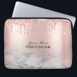 Makeup Artist Glitter Drips Rose Gold Marble Laptop Sleeve<br><div class="desc">Trendy Glitter Rose gold drips Lashes script Rose Gold Marble Laptop sleeve. Fabulous Makeup Artist Eyelash Lashes design with script calligraphy text, rose gold drips glitters and eye-catching sleek background. Custom this feminine laptop sleeve design adding your name, your profession, choose your own script font, change or delete any element....</div>
