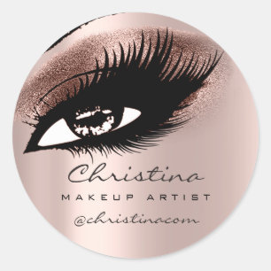 Makeup Artist Glitter  Eyelashes Rose Shadows Classic Round Sticker