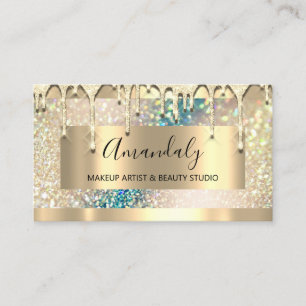 Makeup Artist Glitter Gold Holographic 3dEffect Business Card