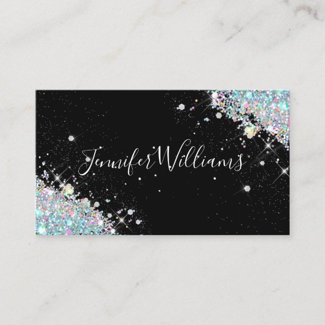 Makeup Artist Glitter Holographic Glitter Modern B Business Card (Front)