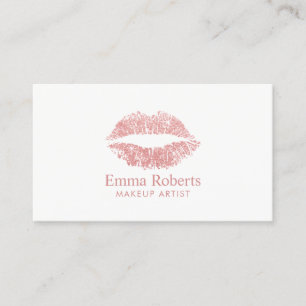 Makeup Artist Glitter Rose Gold Lips Minimal Salon Business Card