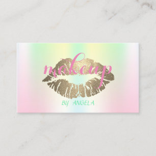 Makeup Artist Glittery Lips Holographic Iridescent Business Card