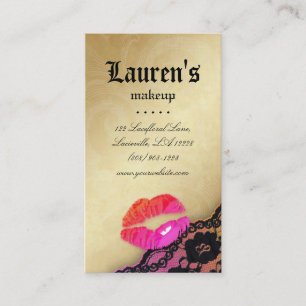Makeup Artist Glossy Lips N Lace Pink Orange Gold Business Card
