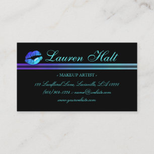 Makeup Artist Glossy Mini Lips N Lace Blue Business Card