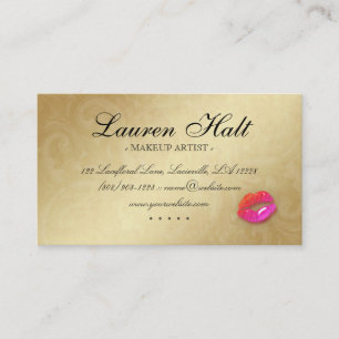 Makeup Artist Glossy Mini Lips N Lace Pink Orange Business Card