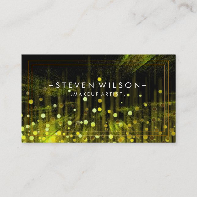 Makeup Artist Glow Glitter Sparkle Modern Radium Business Card (Front)