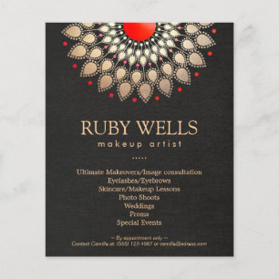Makeup Artist Gold and Red Mandala Flyer