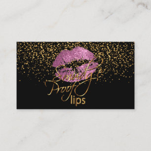 Makeup Artist - Gold Confetti & So Pink Lips Business Card