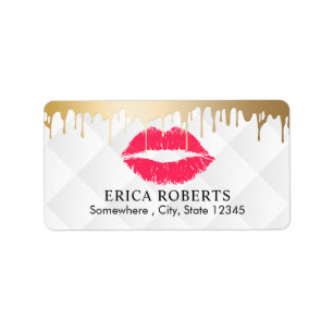 Makeup Artist Gold Drips Red Gold Lips Salon Label