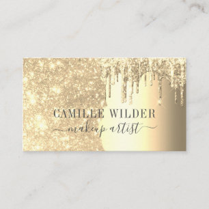 Makeup Artist Gold Glitter Drips Business Card