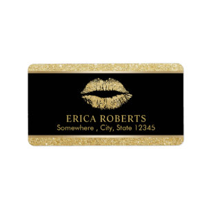 Makeup Artist Gold Glitter Lips Beauty Salon Label