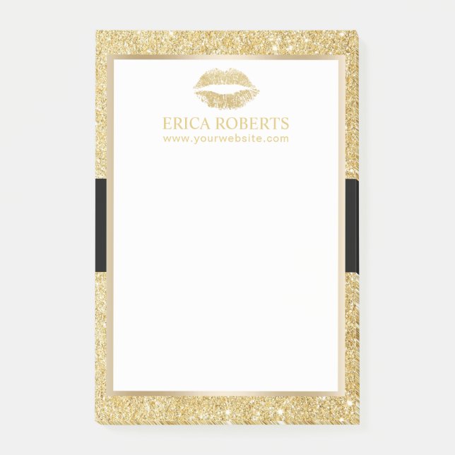 Makeup Artist Gold Glitter Lips Beauty Salon Post-it Notes (Front)