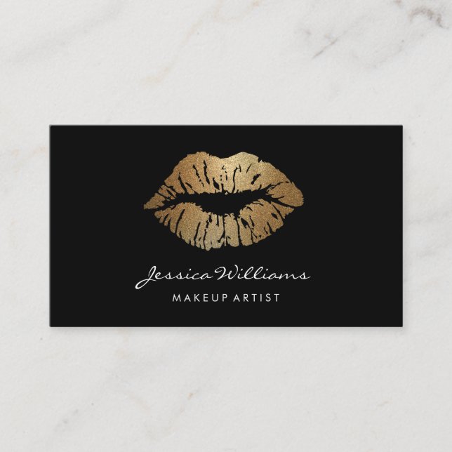 Makeup Artist Gold Glitter Lips Black Appointment (Front)
