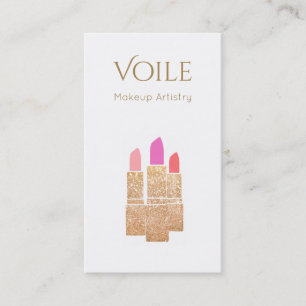 Makeup Artist Gold Glitter Lipstick Beauty Salon Business Card