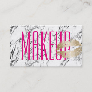 Makeup Artist Gold Kiss Modern Marble Background Business Card