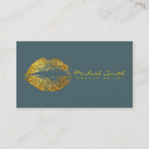 Makeup Artist Gold Lips #9 Business Card