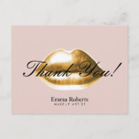 Makeup Artist Gold Lips Blush Pink Salon Thank You