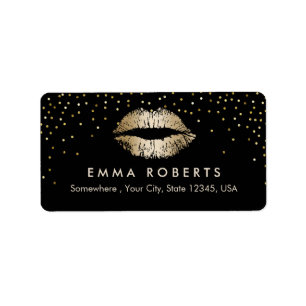 Makeup Artist Gold Lips Confetti Beauty Salon Label