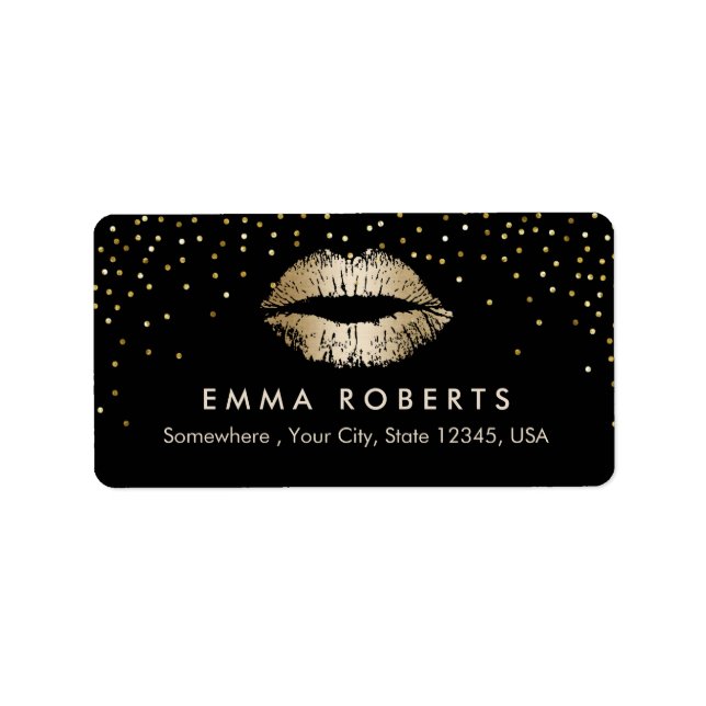 Makeup Artist Gold Lips Confetti Beauty Salon Label (Front)