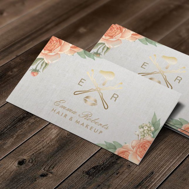 Makeup Artist Gold Lips & Dryer Salon Appointment Card (Creator Uploaded)