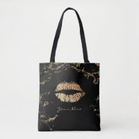 Makeup Artist Gold Lips Modern Black & Gold Marble