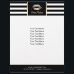 Makeup Artist Gold Lips Modern Stripes Salon Flyer<br><div class="desc">Makeup Artist Gold Lips Modern Stripes Salon Brochures.</div>